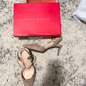 NWT Kelly & Katie Brown Microsuede Cutout Heels